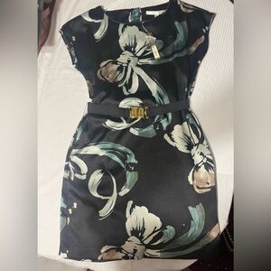 LC Lauren Conrad Black Floral Mini Dress with belt